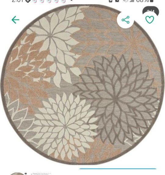 Nourison Aloha Natural 4 ft. Round Floral Modern Indoor/Outdoor