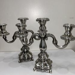 Danish Silver Plated Candelabra Pair 
