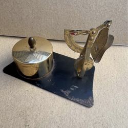 VTG Brass Postage Stamp Dispenser $ Postal Scale