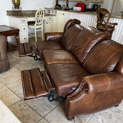 Leather sofa reclining