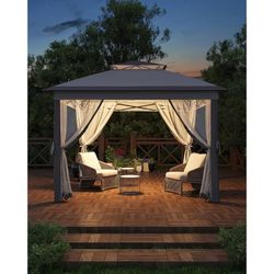 11'x11 Pop-up Gazebo, Instant Outdoor Canopy Tent,Durable Steel Frame,for Patio,Garden,Grey