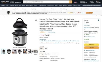 Instant Pot Duo Crisp 6-Quart 11-in-1 Air Fryer and Electric Pressure  Cooker Combo with Multicooker Lids