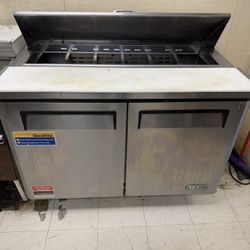 Commercial Refrigerated Prep Table w/ Cutting Board & Ingredient Rail