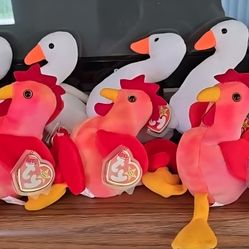 VTG. Ty Beanie Babies Bird's Lot Of 10, 5 Gracie, 3 Strut And 2! Doodle NWT
