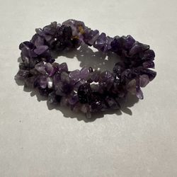 Natural Amethyst chip bead Stretch Bracelet