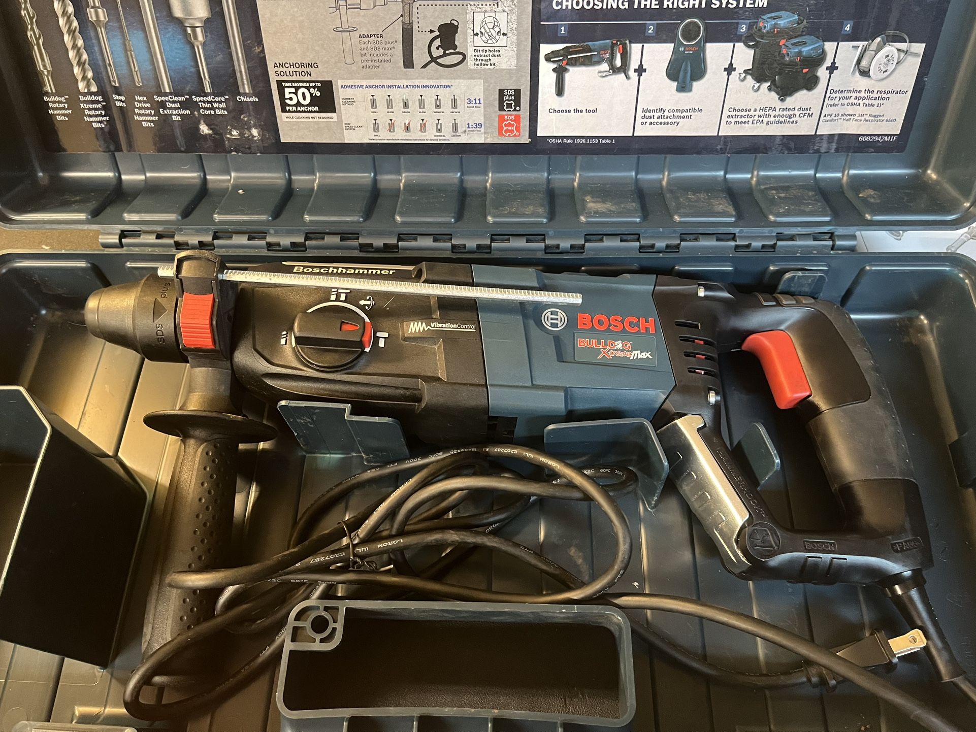BOSCH SDS-PLUS BULLDOG X-TREME MAX ROTARY HAMMER IN ORIGINAL CASE. NEVER USED & BRAND NEW
