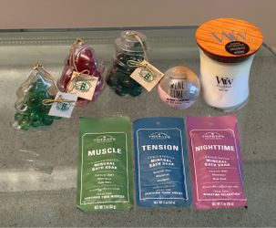 New Bath relaxation. Bath Epsom Sea Salt, Bombs, scented white teak candle