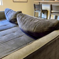 85” Plush Fabric Grey Lounge Couch