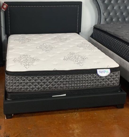 Black Queen Bed Frame with Mattress Set!! Brand New Free Delivery