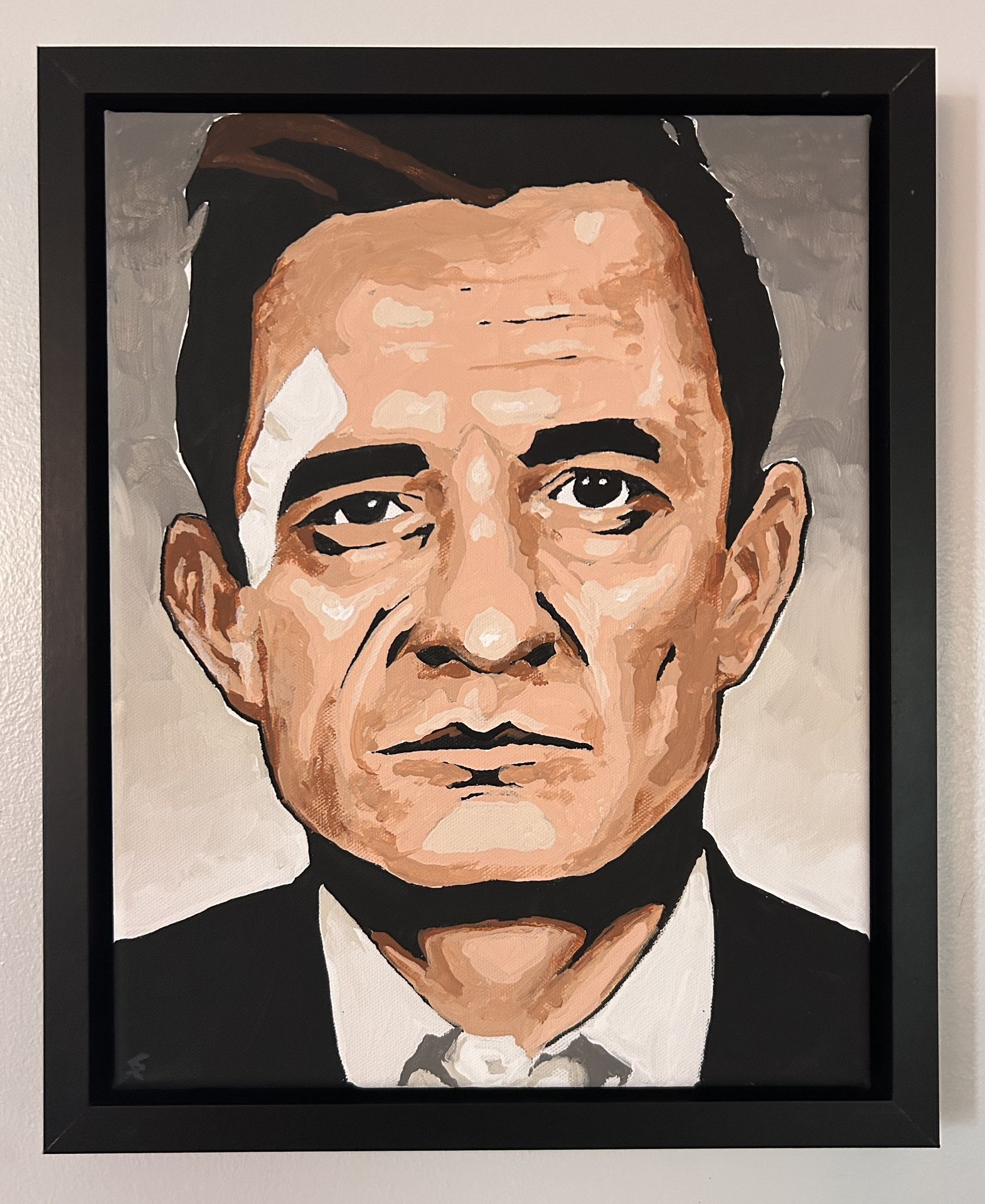 Johnny Cash Acrylic Painting Framed