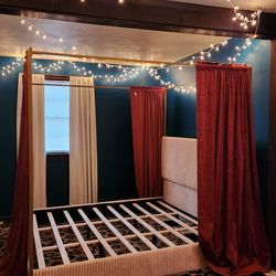 Canopy Platform Bed King Size(No Box Spring Needed)