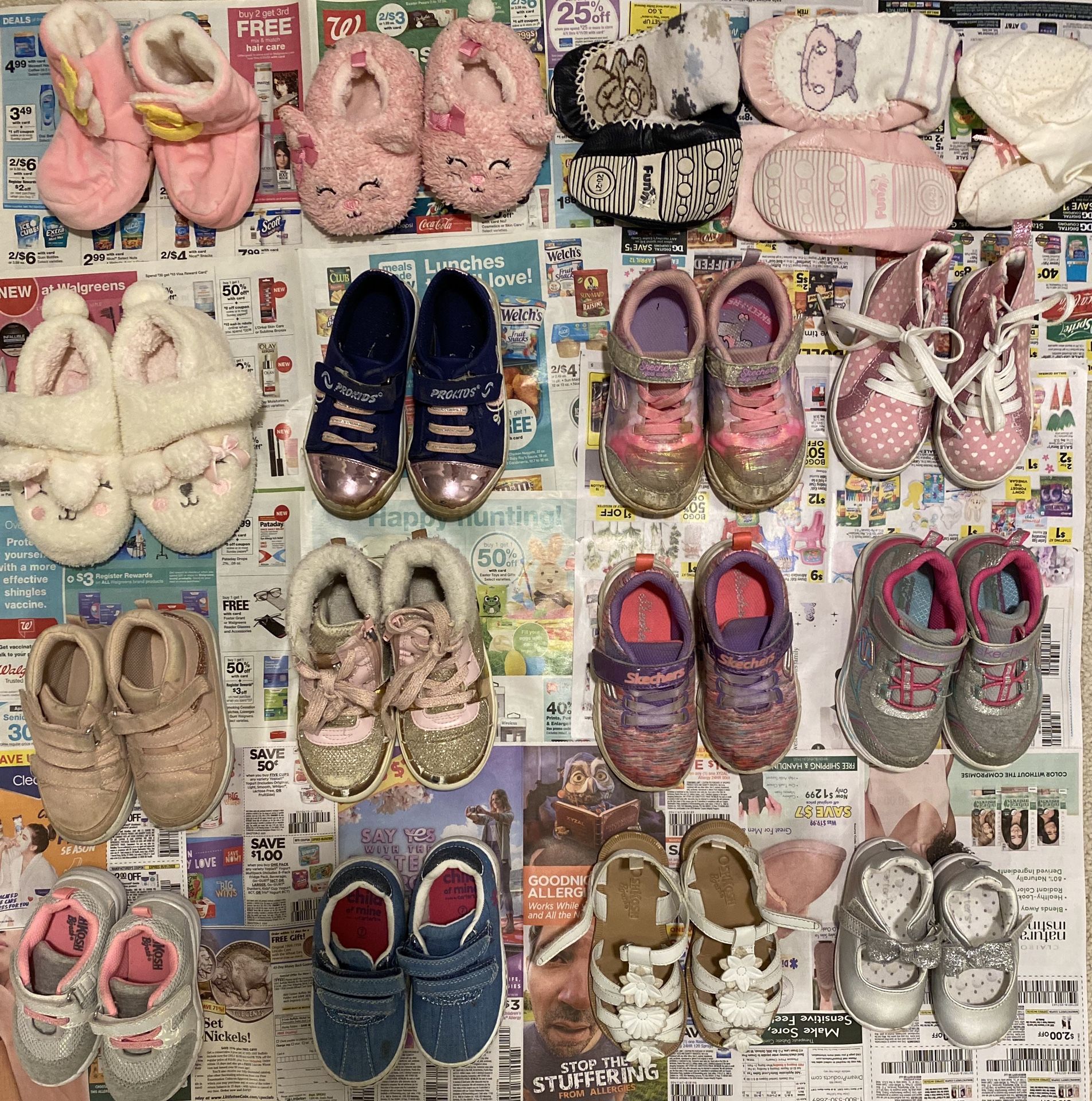 Shoes for toddler girls (Newborn to 4 years) Carters, Oshkosh, Skechers
