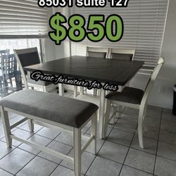 6 PCs Dining Table Set Table 4 Chairs And Bench Brand New