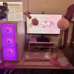 Pink Full Gaming PC Setup (Monitor, Keyboard, Mouse, Headset, Mic) – Ready to Use 