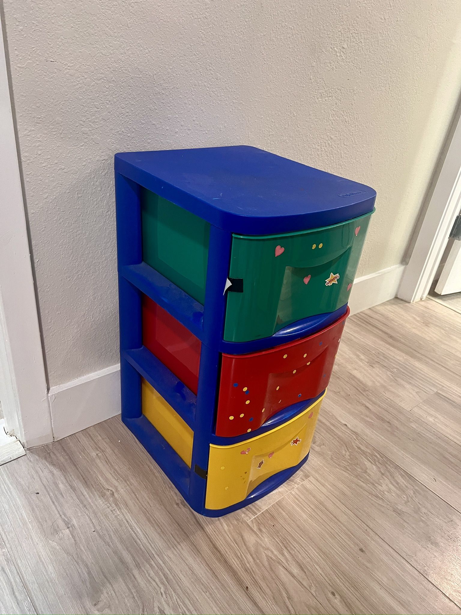 Primary color plastic 3 drawer storage organizer
