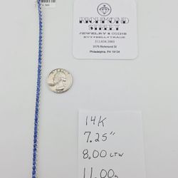 14k white gold 8ctw ceylon blue sapphire tennis bracelet 
