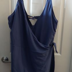 Old Navy Womens Size 3x Swimsuit Swim Dress Blue Wrap-Front Side-Tie. Used