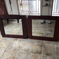 Two 2x3 Ft Solid Wooden Mirrors/ Antique 