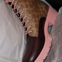 Coach Lorimer Boots Cranberry And Pink Size 10 Brand New