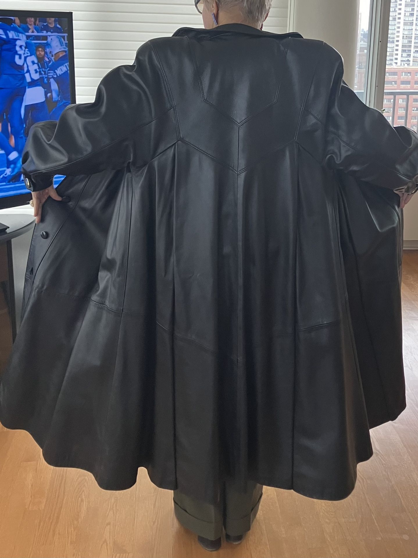 Like New Black Leather Coat!