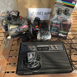 Atari 2600 4-Switch Black DARTH VADER Huge Bundle Lot with Games and Controllers Tested