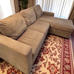 Light Tan L-Shape Sleeper Sectional Sofa with Storage Chaise