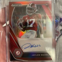 JAYLEN WADDLE 2021 Prizm Draft Picks Football - Red Auto  006/199 - Dolphins 