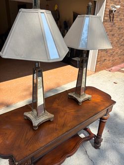 Pair of Mirrored Column John Richard Table Lamps