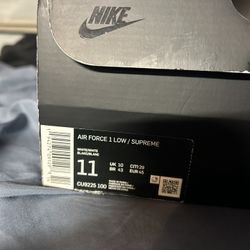 Size 11 - Nike Air Force 1 x Supreme Low Box Logo - White