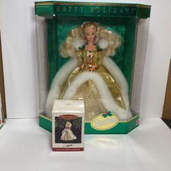 Happy Holidays Barbie 1994 & Hallmark Ornament NIB