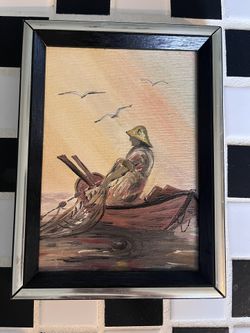 Framed Fisherman In A Boat 