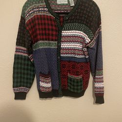 vintage Northern Isles patchwork cardigan sweater Size M 