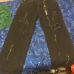 Purple Jeans Black White Splat