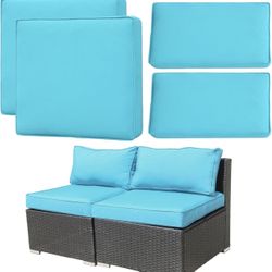 4 Piece Blue Patio Cushion Covers Replacements