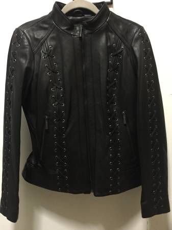 MICHAEL KORS brand new black leather jacket women medium