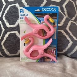 Boca Clips Pink Flamingo Beach/Pool Chair Towel Holder 