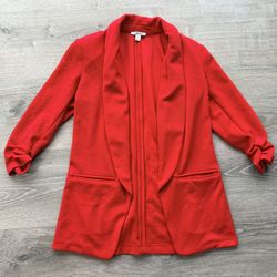 XS Red Bar III Petite 3/4‑Sleeve Collar Blazer 