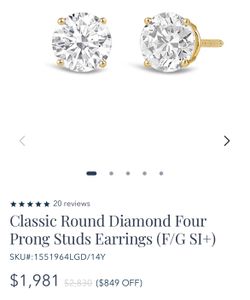 ✨ 14k Yellow Gold Diamond Stud Earrings ✨