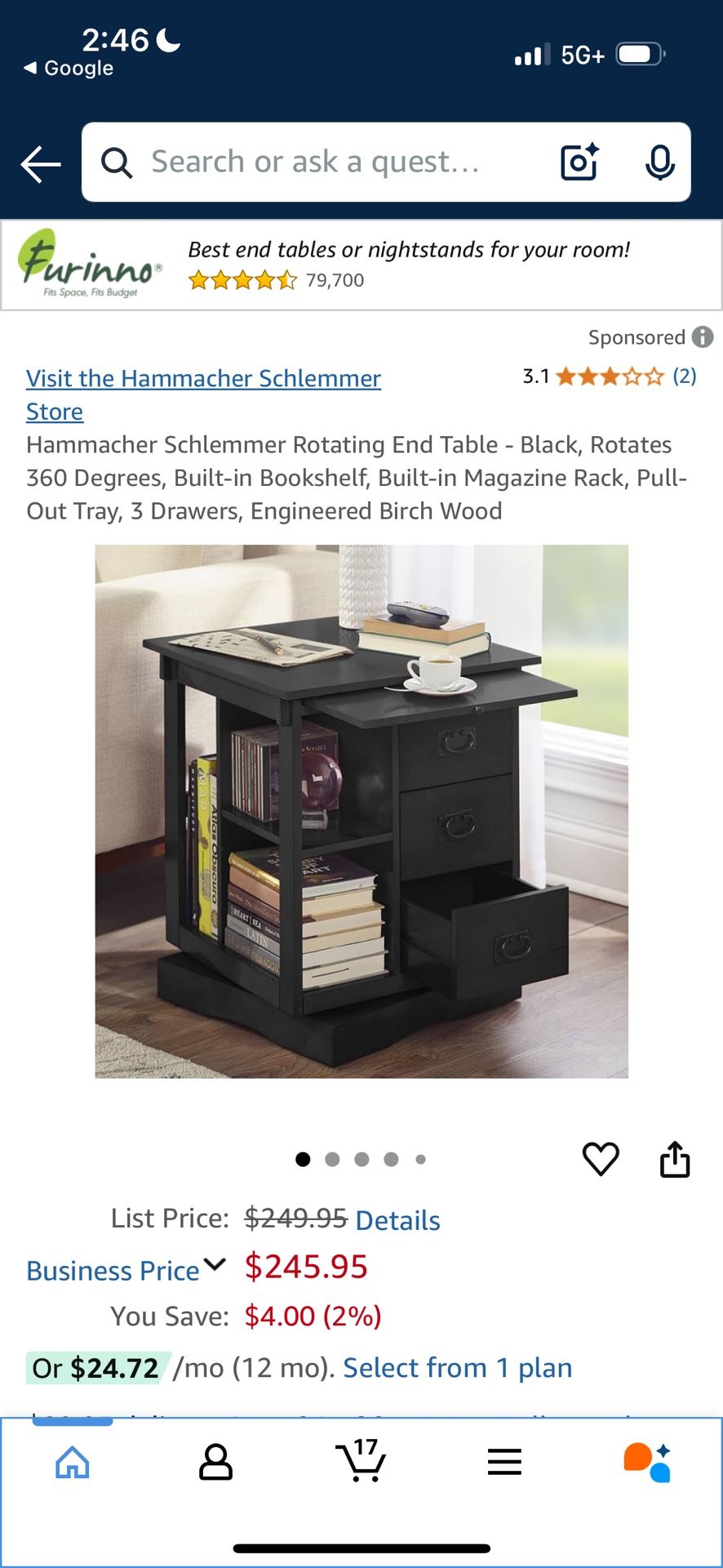 Hammacher Schlemmer Rotating End Table