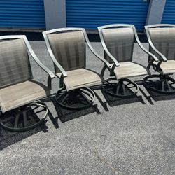 Delivery Available! $125 for all 4! 4 Swivel Hampton Bay Galvanized Aluminum Patio Chairs! Good condition!  24x30x33in Seat Height 17in