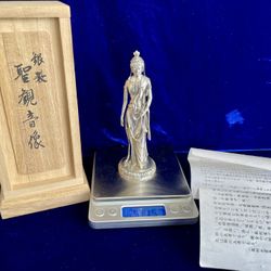 Figurine Sterling Silver 925 Statue Saint Kannon Bodhisattva New Old Stock