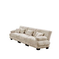 Homy Casa 3-Seater Sectional Sofa Modular Deep Seat Sofa Couch "" Chenille Light Coffee for Living Room, Apartment, Studio, Office