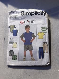 1990s Simplicity 7990 Child Tops Pants & Shorts Sewing Pattern Size 3-6, Boys Sleeveless/Short Sleeve Tops, Waist Pants