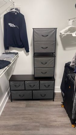 Cloth drawer bed side tables and dresser.