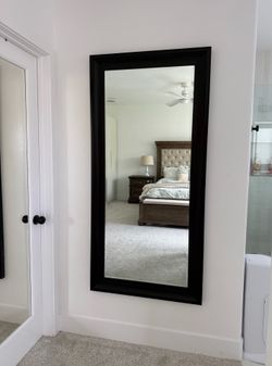 Large Wood Black Framed Full-Length Mirror (31” x 65”)