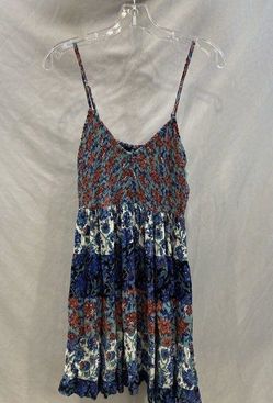Angie Women's Blue/multi Sleeveless Floral Sundress - Sz M