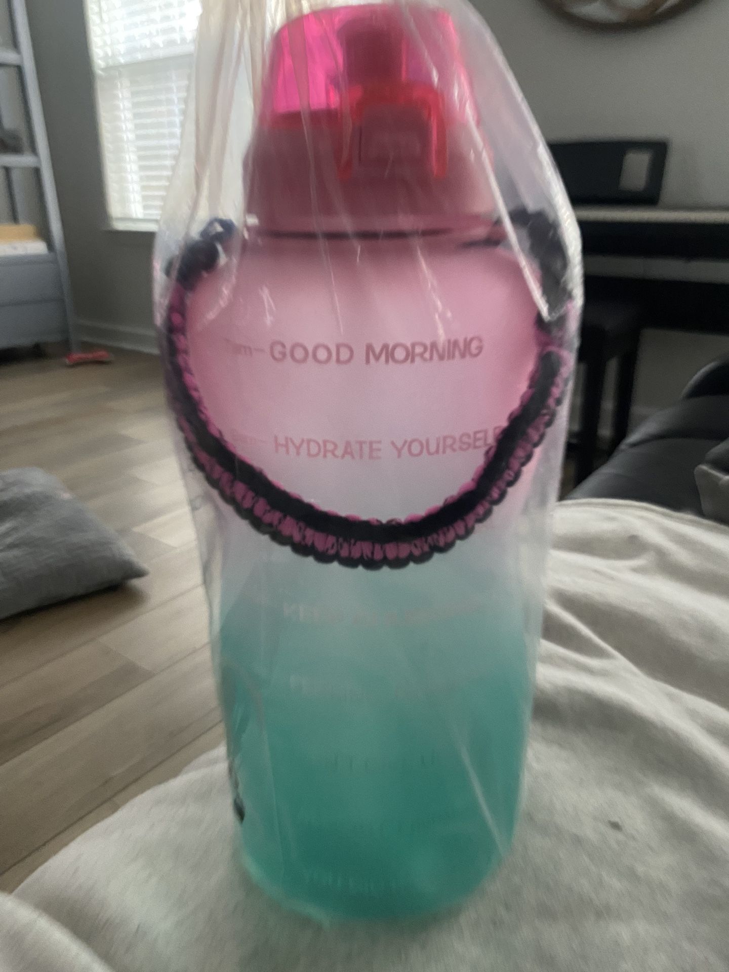 Brand new -Motivational 1 gallon pink/green water bottle