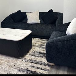 Jet black luxury couches