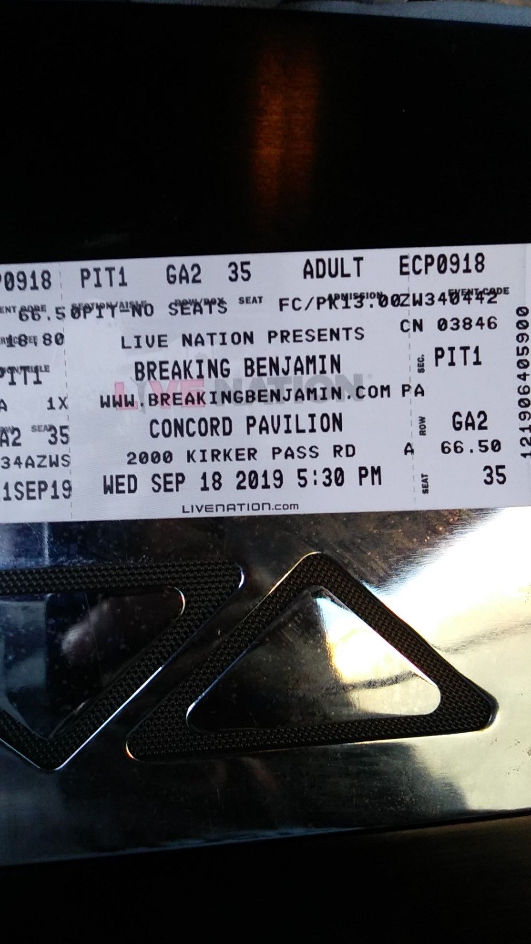 3 tickets to breaking benjamin