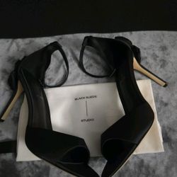 Black Suede Studio Satin Heels BNIB With Dustbag